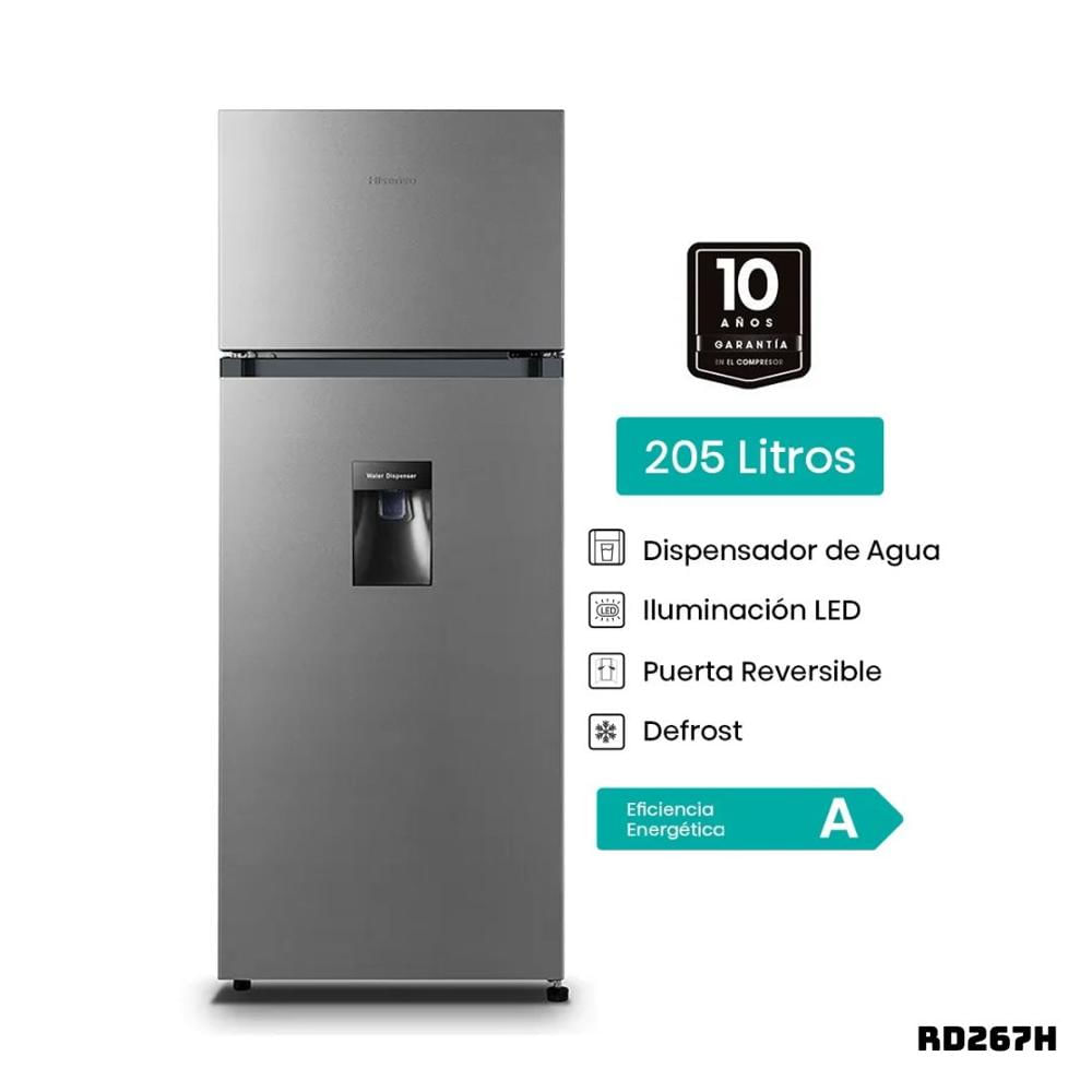 REFRIGERADORA HISENSE 205 L TOP FREEZER PLATEADO - RD267H