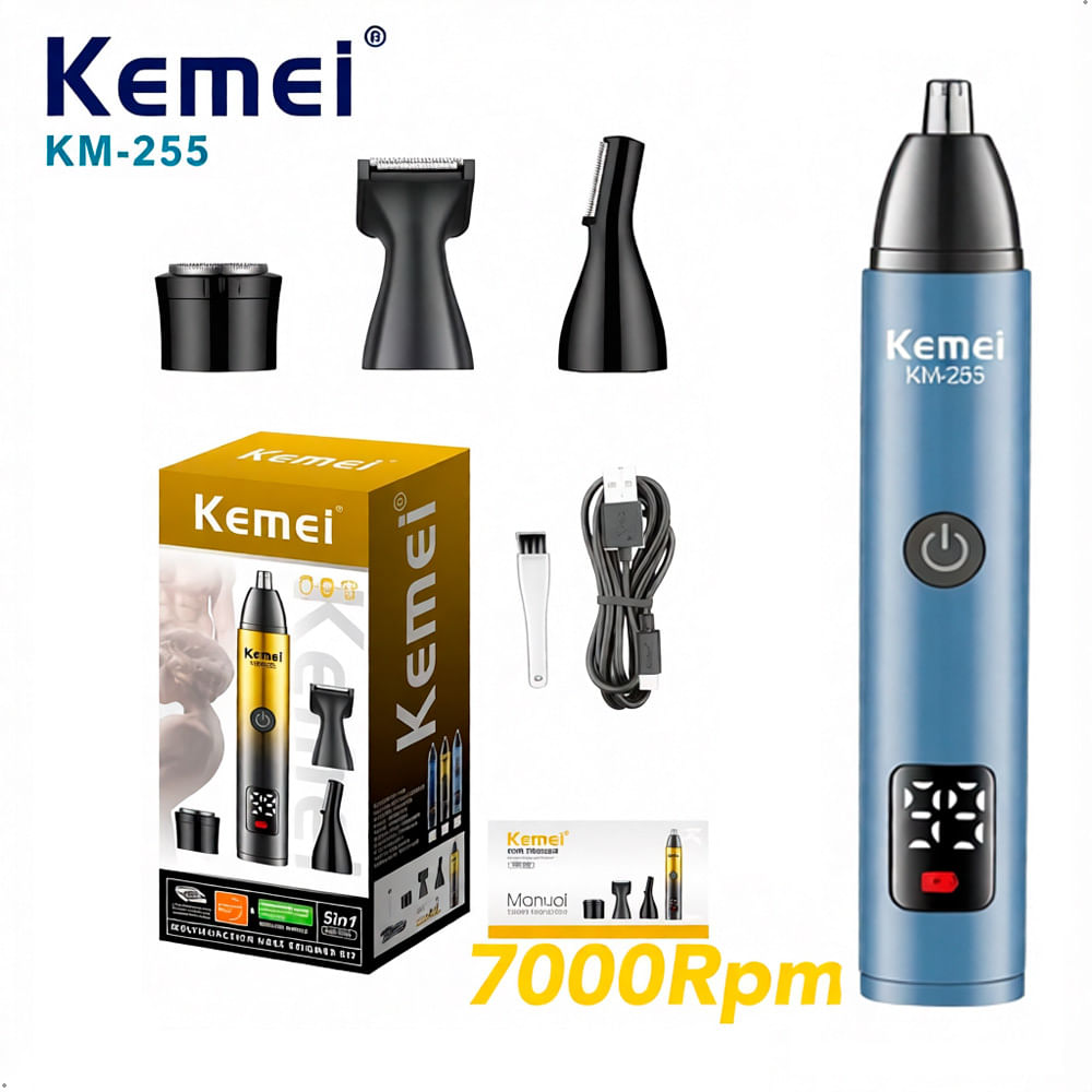Cortadora De Cabello Kemei Km-255 4 En 1 Recargable 7000rpm
