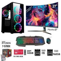 Computadora PC Gamer RYZEN 7 5700X  Ram 32GB -SSD M2  1TB  -SSD 960GB  -RX 580 8GB M27