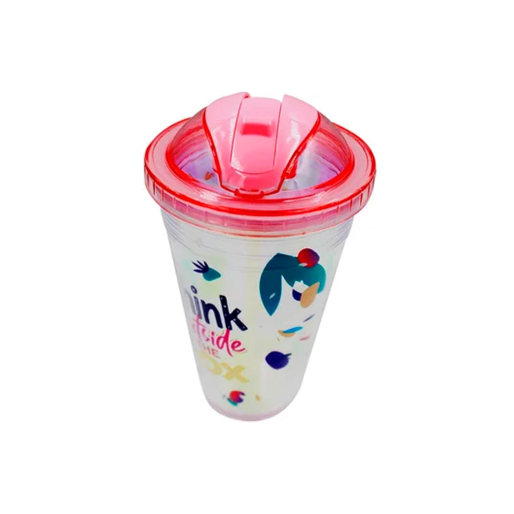 Tomatodo Acrílico con Tapa Frase Rosado