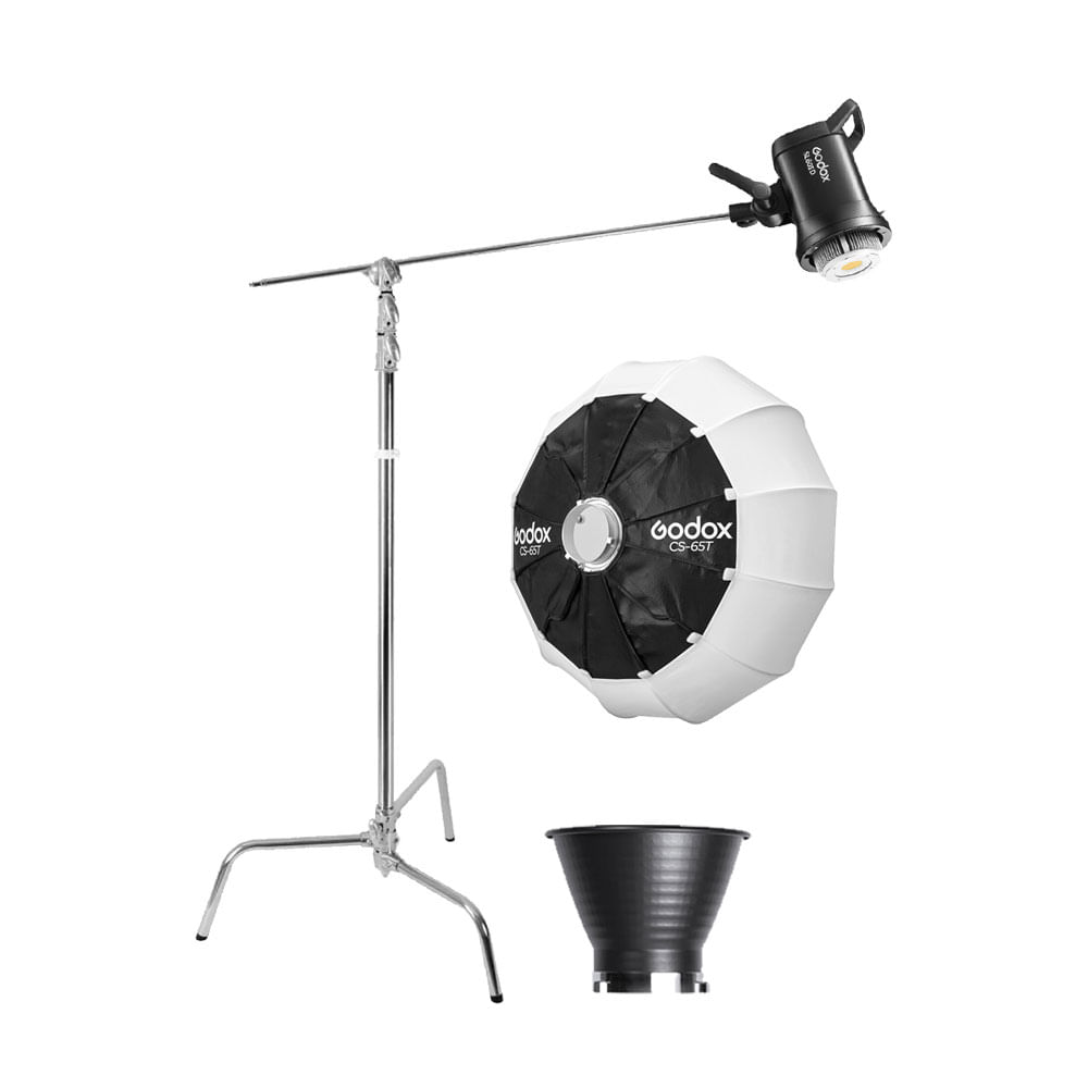 Luz Continua Godox SL60IID - Parante Cstand 270CS - Softbox Lantern CS-65T