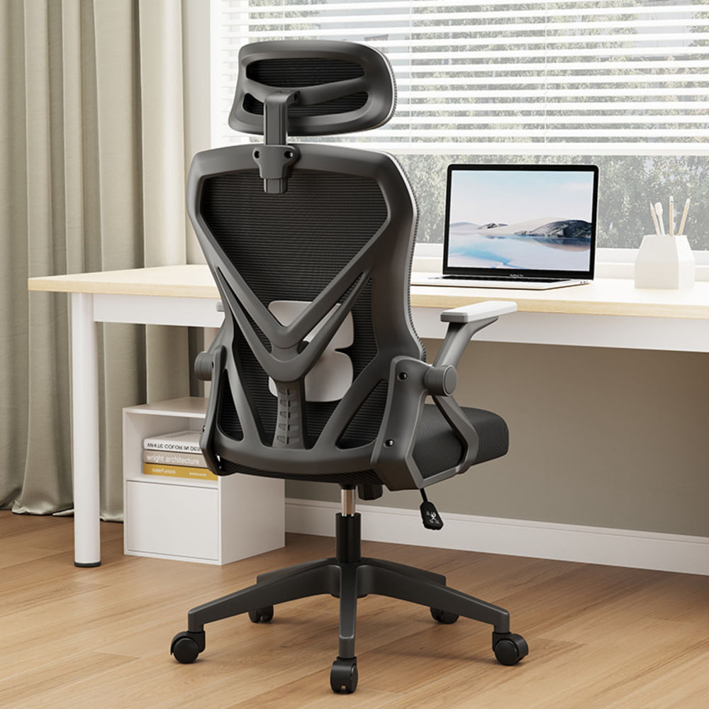 Silla Ergonómica de Oficina Malla con Apoyacabeza Soporte Lumbar Giratoria Ajustable
