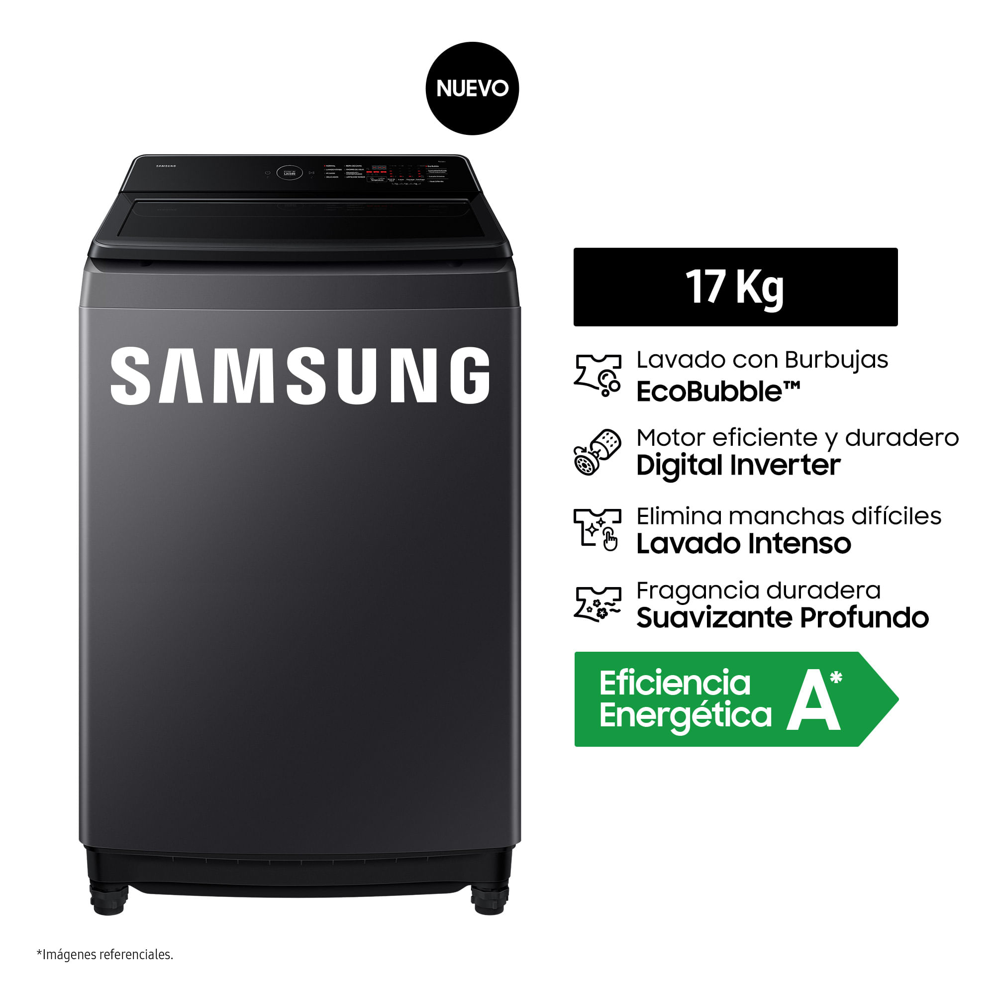 Lavadora Samsung 17kg Ai WA40F17E7CPE Grafito