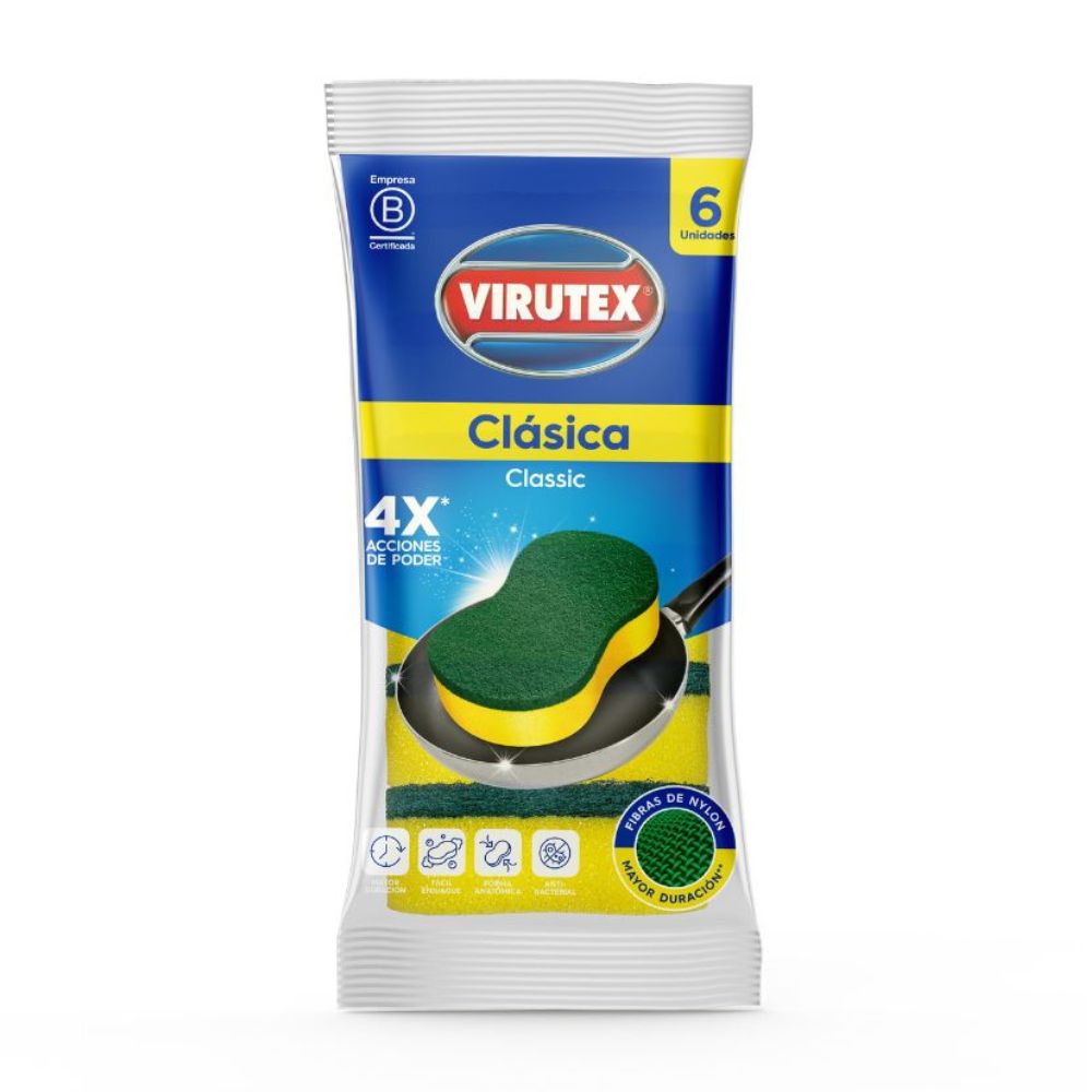 Esponja 2 en 1 Virutex x 6 unidades