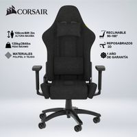 SILLA GAMER CORSAIR TC100 RELAXED TELA 2 COJINES RECLINA 160 GRADOS NEGRO