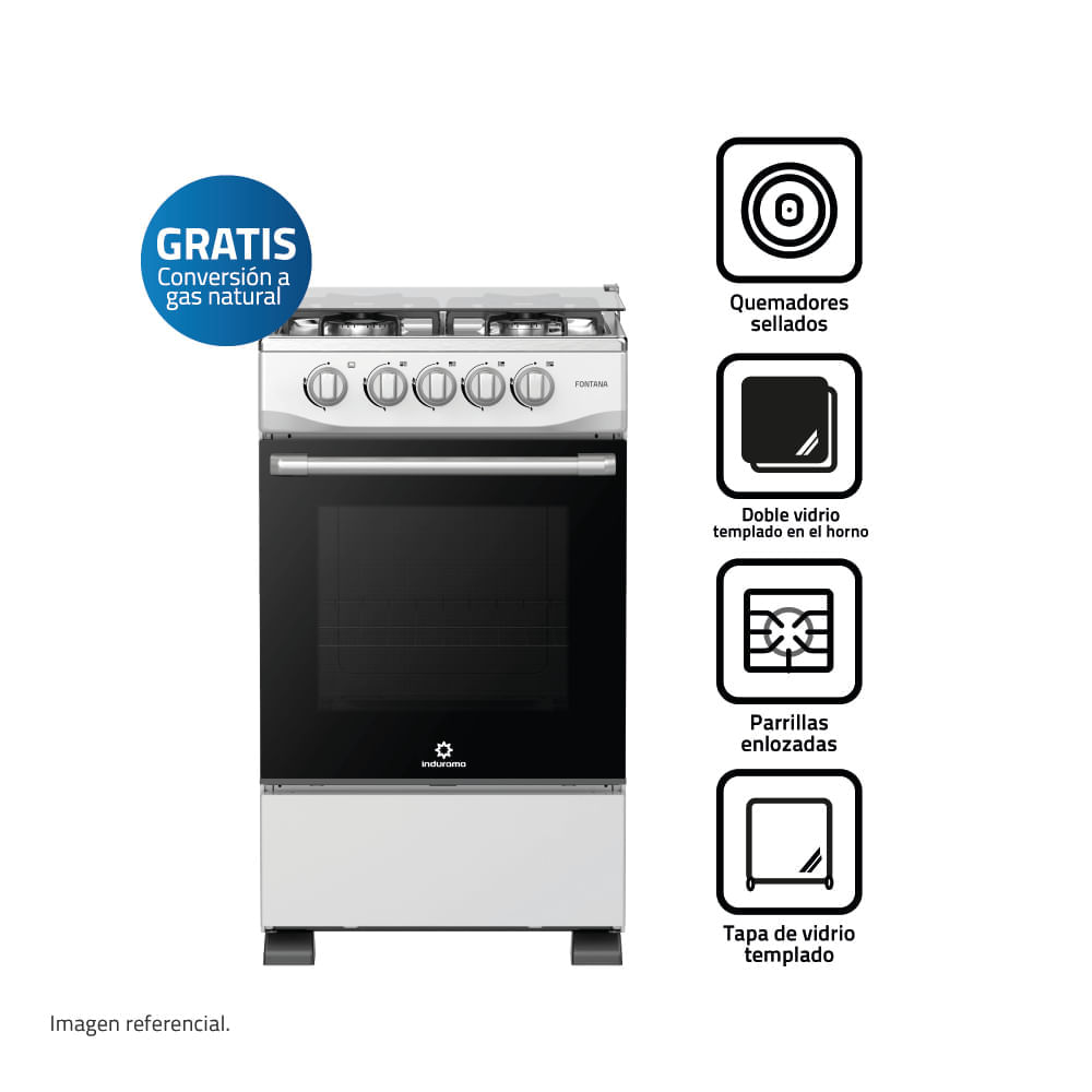 Cocina Indurama Fontana 4 Quemadores Gris