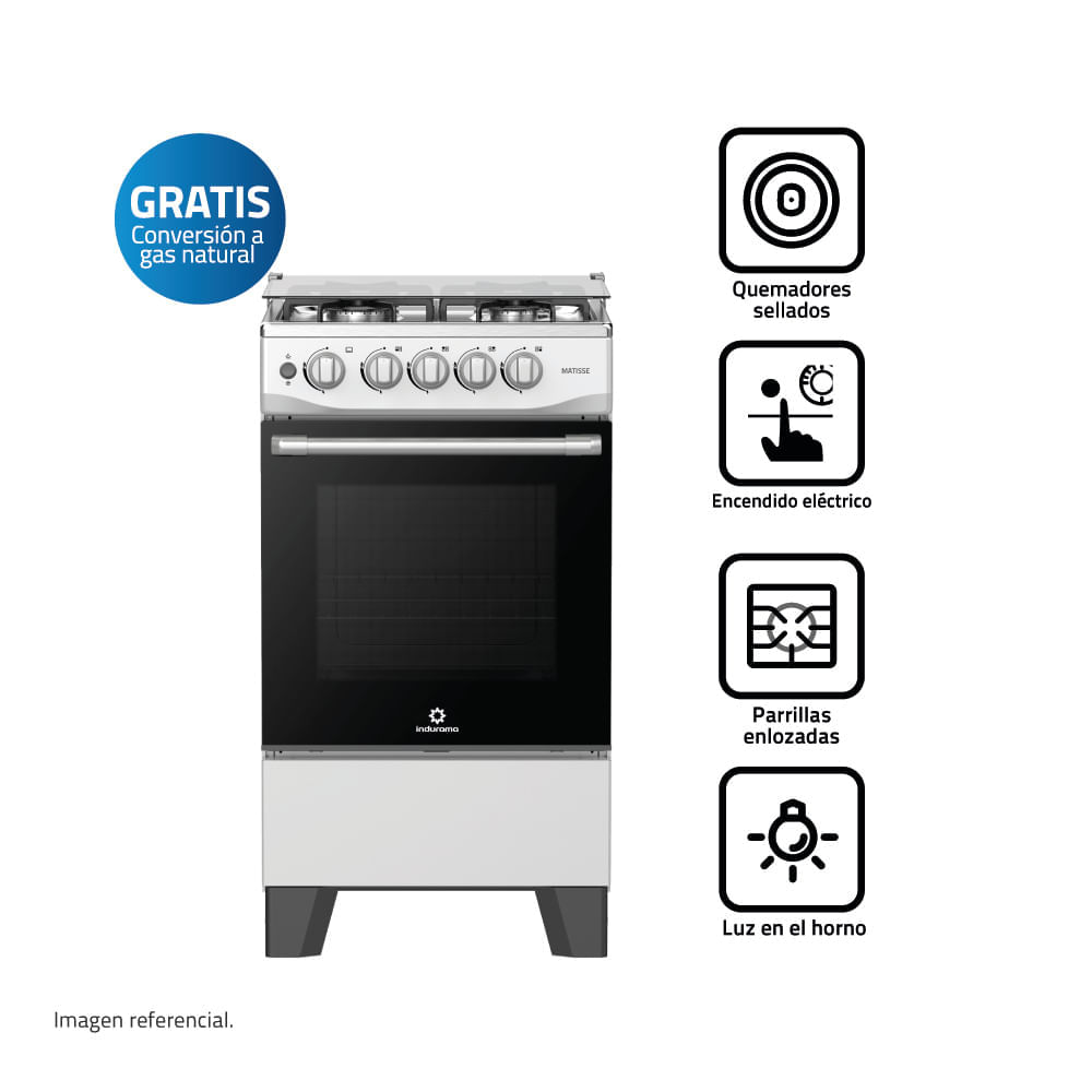 Cocina Indurama Matisse 4 Quemadores Gris