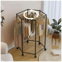 Colgador Organizador de Ropa de 5 barras Giratorio 360 con Ruedas 120x74x35cm Negro