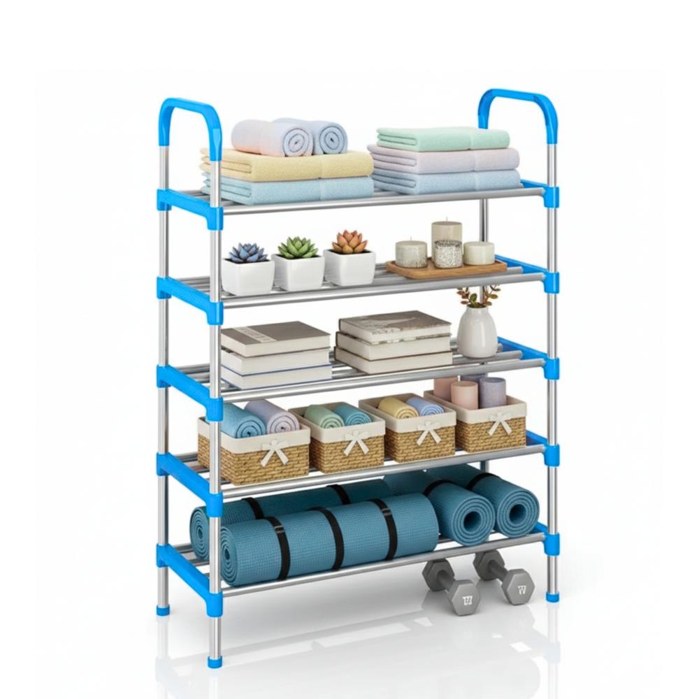 Zapatera Metálica 5 Niveles Organizador de Zapatos Azul