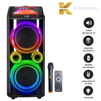 Torre de Sonido Full Fiesta Kassel K2102 con 02 Bocinas de 10 pulg, Karaoke