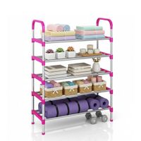 Organizador de Zapatos 5 Niveles Estante Metálico Rosa