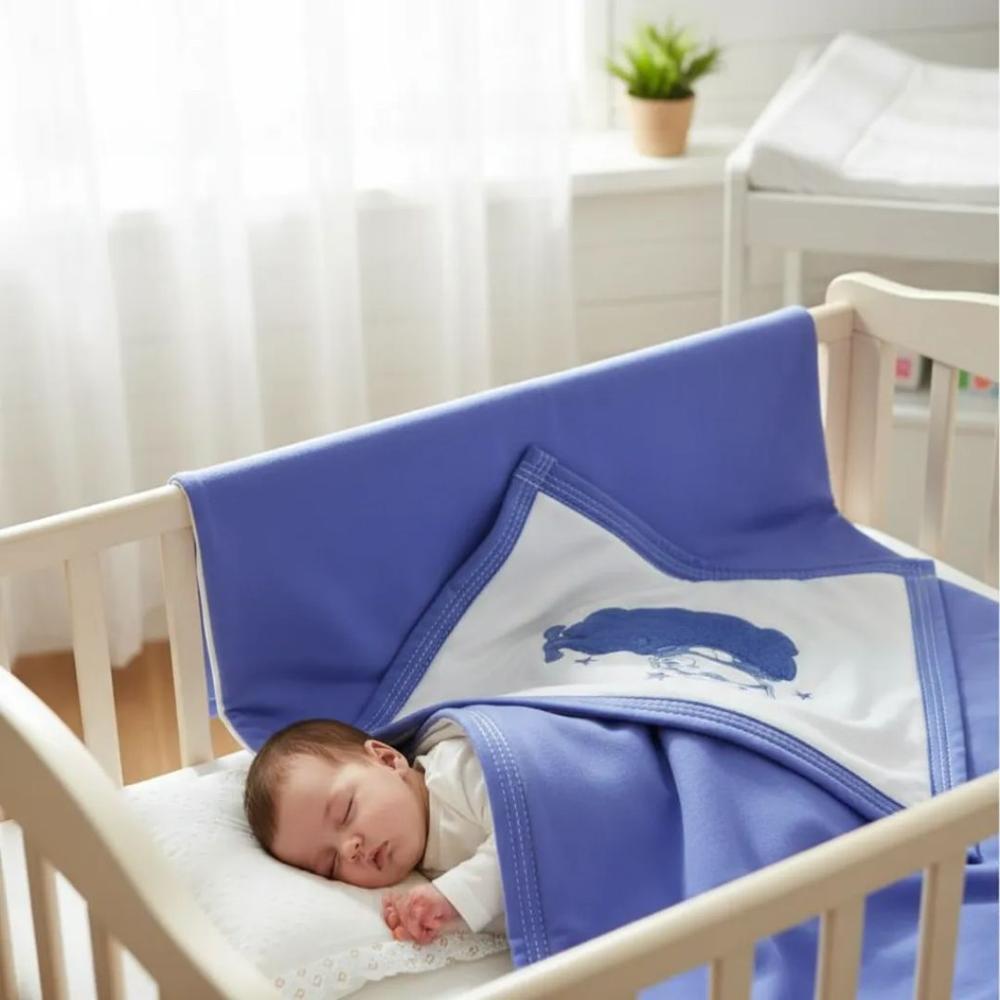 colcha Manta Algodón para Bebé azul osito