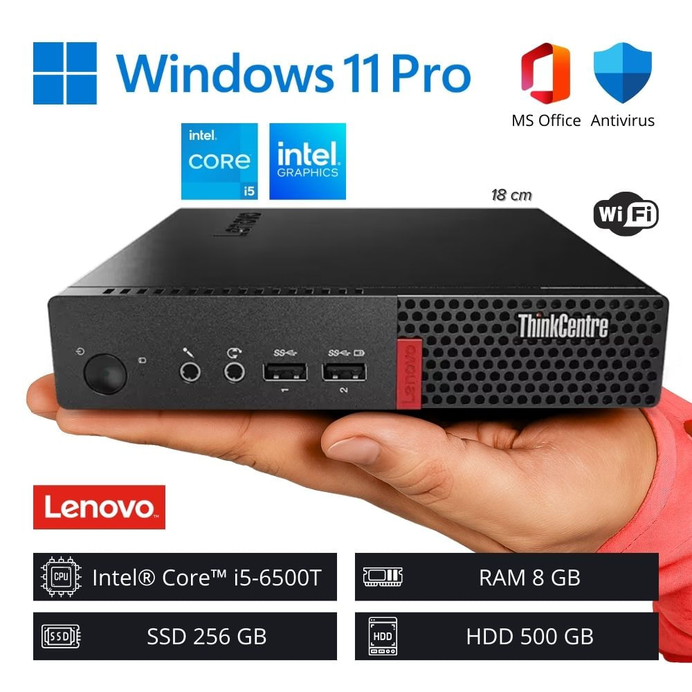Computadora PC Lenovo Intel Core i5-6500T 8GB RAM 256GB SSD 500GB HDD WiFi