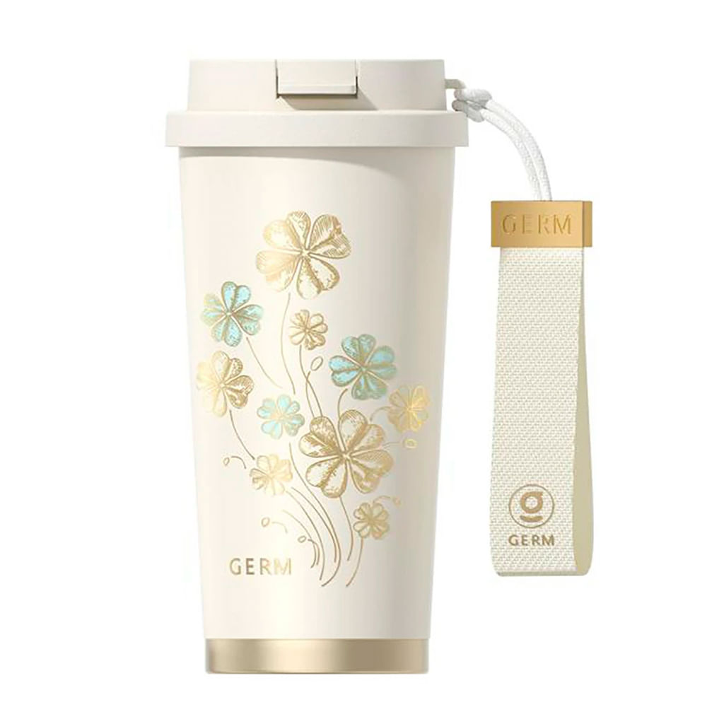 Vaso Térmico Germ Trebol Blanco 500ml Acero Inoxidable