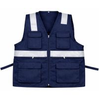 CHALECO MULTIBOLSILLO ALTA VISIVILIDAD MARCA WORKFORCE DRIL AZUL TALLA S