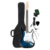 Guitarra eléctrica color Azúl con afinador funda y accesorios