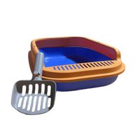 Arenero para gato grande - Naranja con base azul