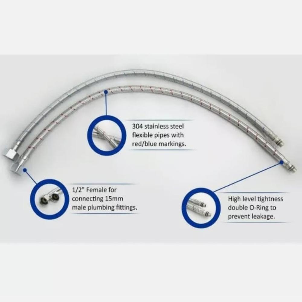 Juego de 2 Tubo de Abasto 50cm para Grifo M10 Mezcladora Monocomando