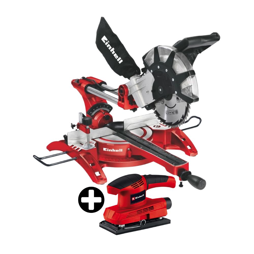 COMBO Sierra Ingleteadora Einhell TC-SM 2534 2100W 10" + Lijadora Orbital Einhell TC-OS 1520 150W 2mm