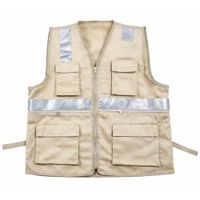 CHALECO MULTIBOLSILLO ALTA VISIVILIDAD MARCA WORKFORCE DRIL BEIGE TALLA L