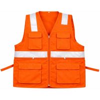 CHALECO MULTIBOLSILLO ALTA VISIVILIDAD MARCA WORKFORCE DRIL NARANJA TALLA M
