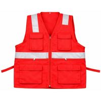 CHALECO MULTIBOLSILLO ALTA VISIVILIDAD MARCA WORKFORCE DRIL ROJO TALLA S