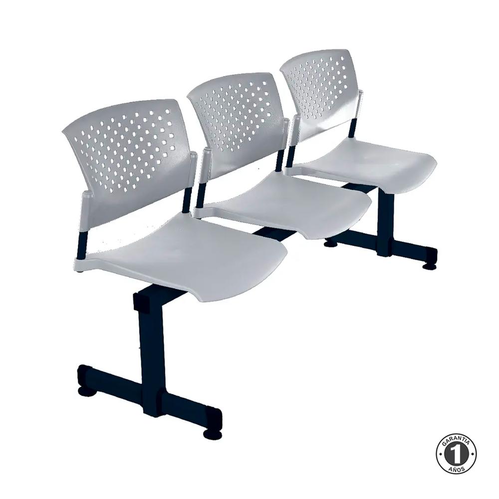 Tandem De Espera Butterfly Ve Gris 3 Asientos Estructura Negro Ofideas