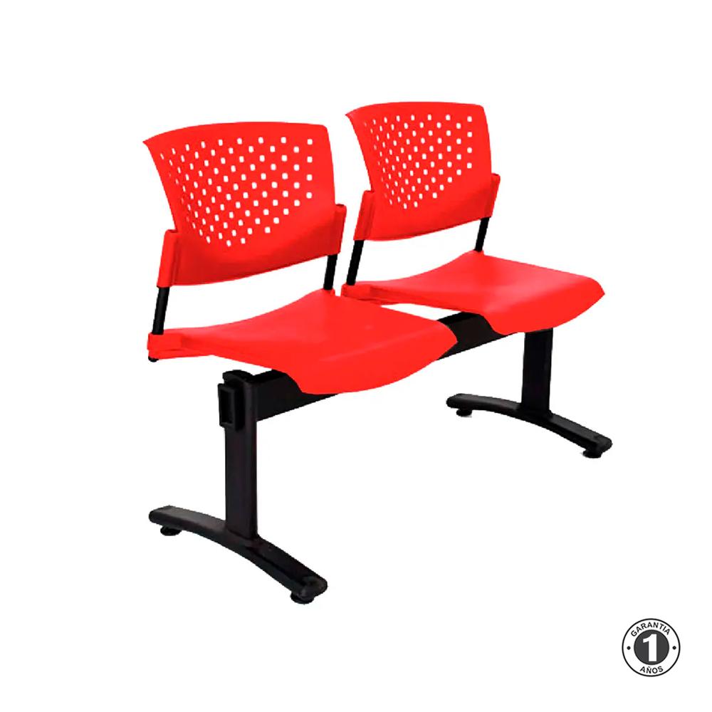 Tandem De Espera Butterfly Ve Rojo 2 Asientos Estructura Negro Ofideas