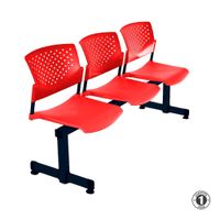 Tandem De Espera Butterfly Ve Rojo 3 Asientos Estructura Negro Ofideas