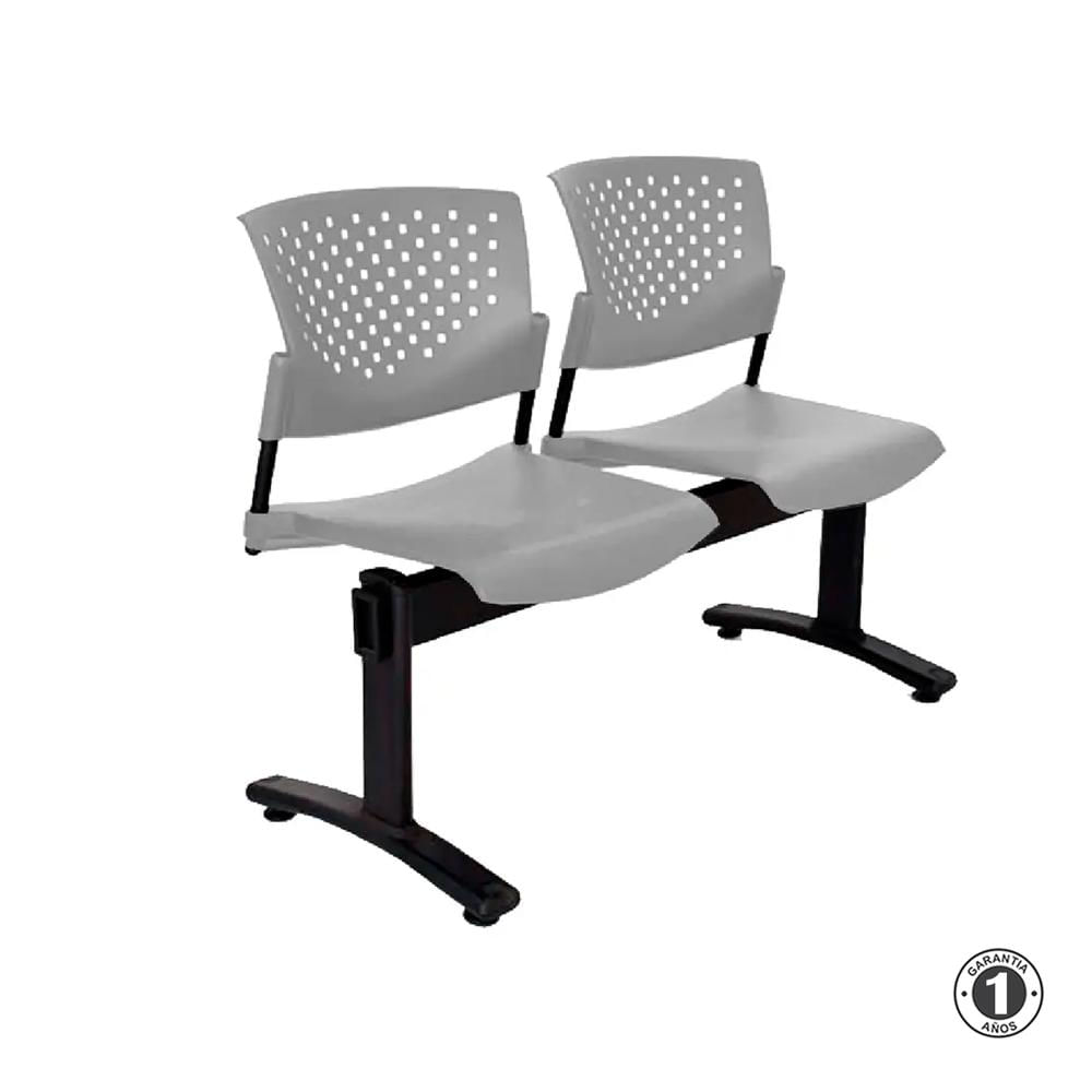 Tandem De Espera Butterfly Ve Gris 2 Asientos Estructura Negro Ofideas