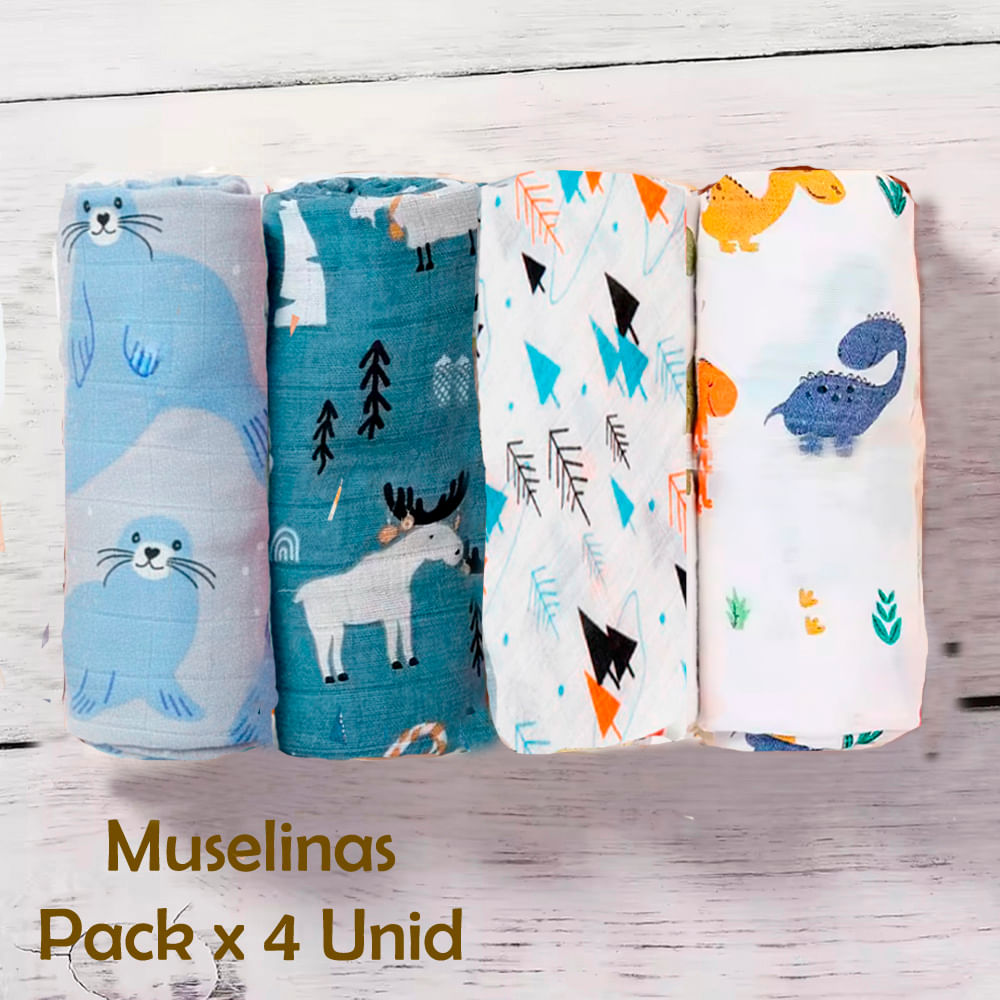 Manta Muselina para Bebé Bambú y Algodón Pack x 4 Unidades SMT26