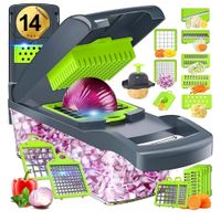 Picador de Verduras Alimentos Multifuncional 16 Piezas Cortador Multiusos 14 en 1