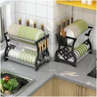 Escurridor de Platos Vasos 2 Niveles con Sistema de Drenaje 34.5x42.5x28.5cm