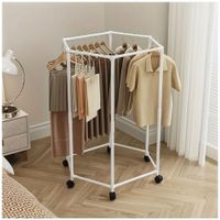 Colgador Organizador de Ropa de 5 barras Giratorio 360 con Ruedas 120x74x35cm Blanco