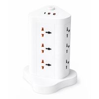 Torre de Tomacorrientes Vertical con 8 Tomas, 2 USB y 1 Tipo C con Interruptor de Seguridad
