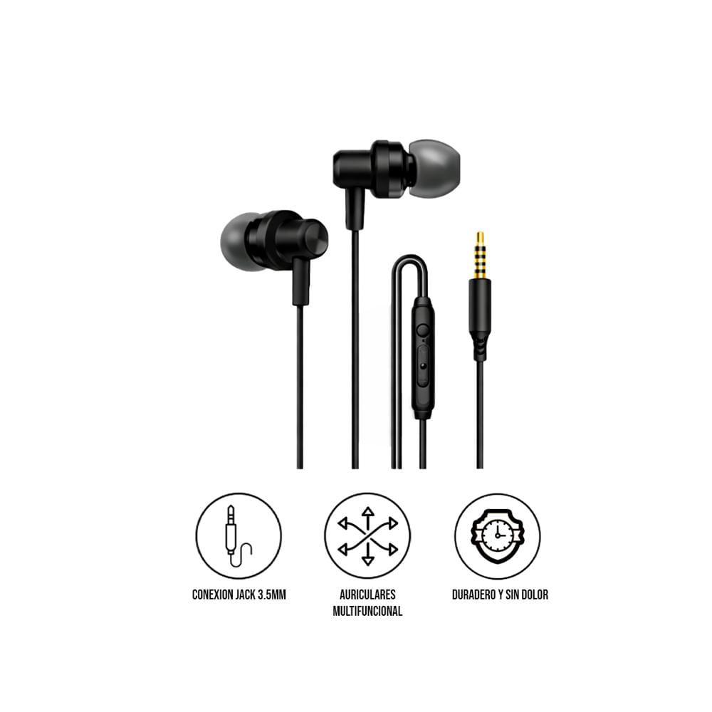 Audífonos Jack 3.5mm Stereo Negro NPHE-06