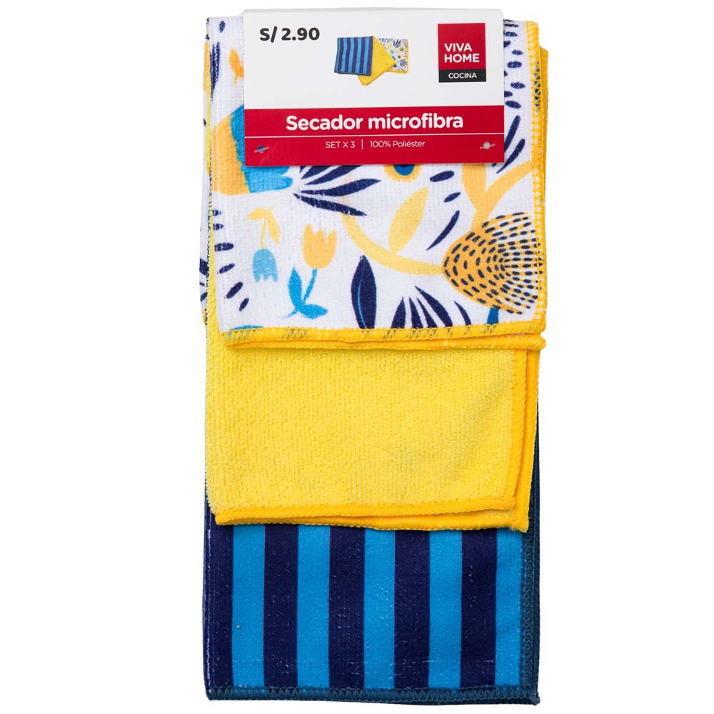 Set x3 Secadores Microfibra VIVA HOME (Modelos Aleatorios)