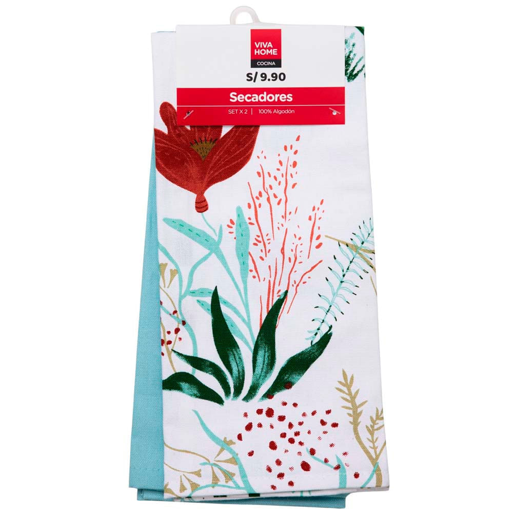 Set x2 Secadores Algodón Turquesa VIVA HOME