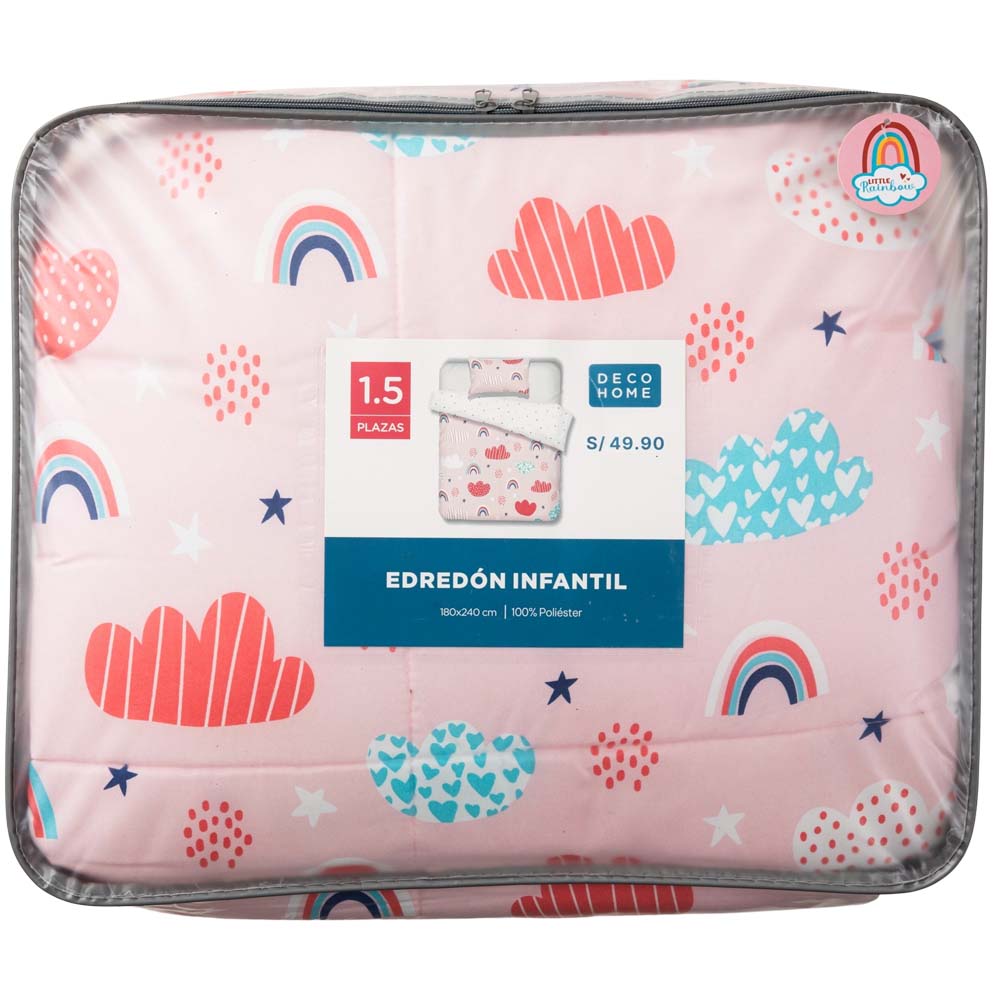 Edredón Infantil 1.5 Plazas Little Rainbow Rosado DECO HOME