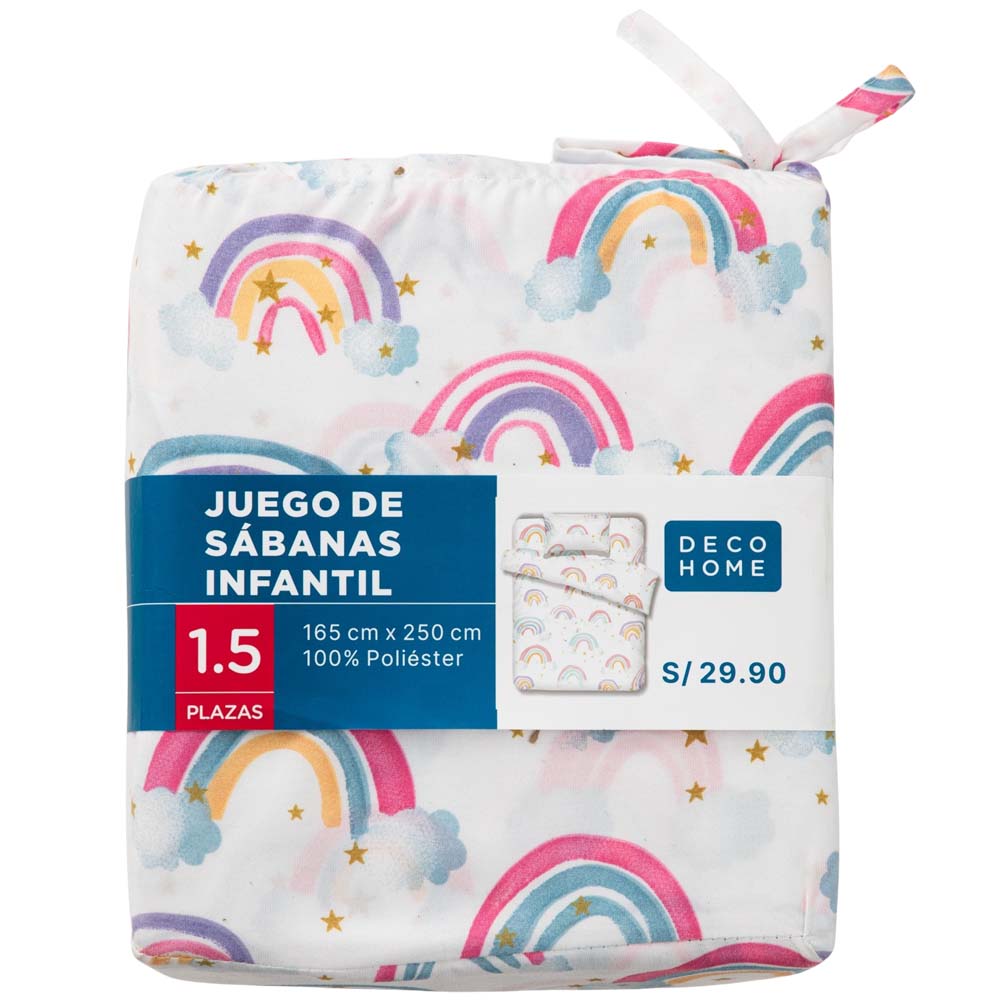 Juego Sábanas Infantil Rainbow 1.5 Plazas ArcoirisEstrellas DECO HOME