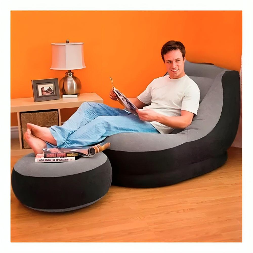 Sillon Inflable con Poof para Sala y Terraza Comodo y Facil de Usar