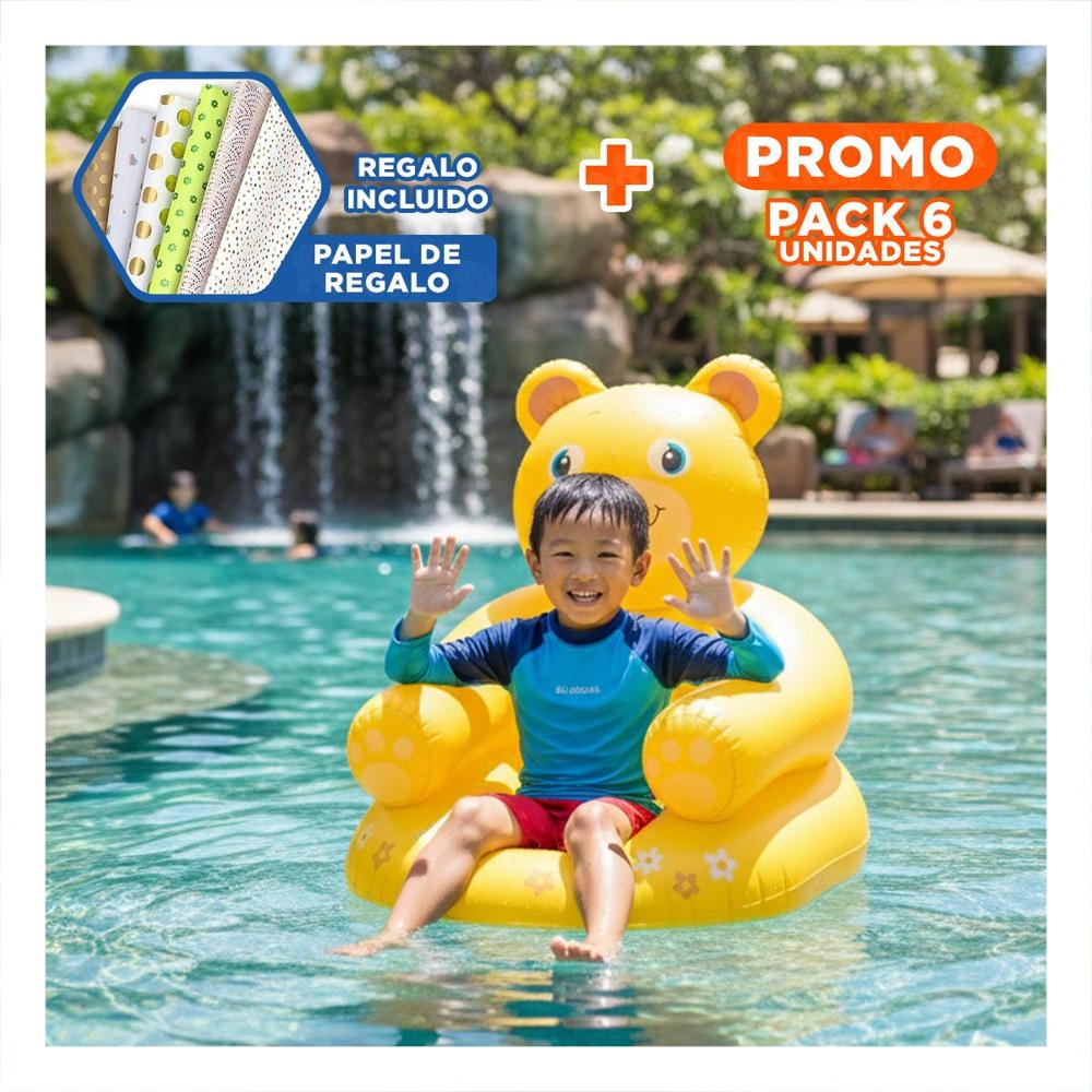 Pack6 Butaca Recreativa Inflable para Ninos con Uso Diario Y+Papel Regalo