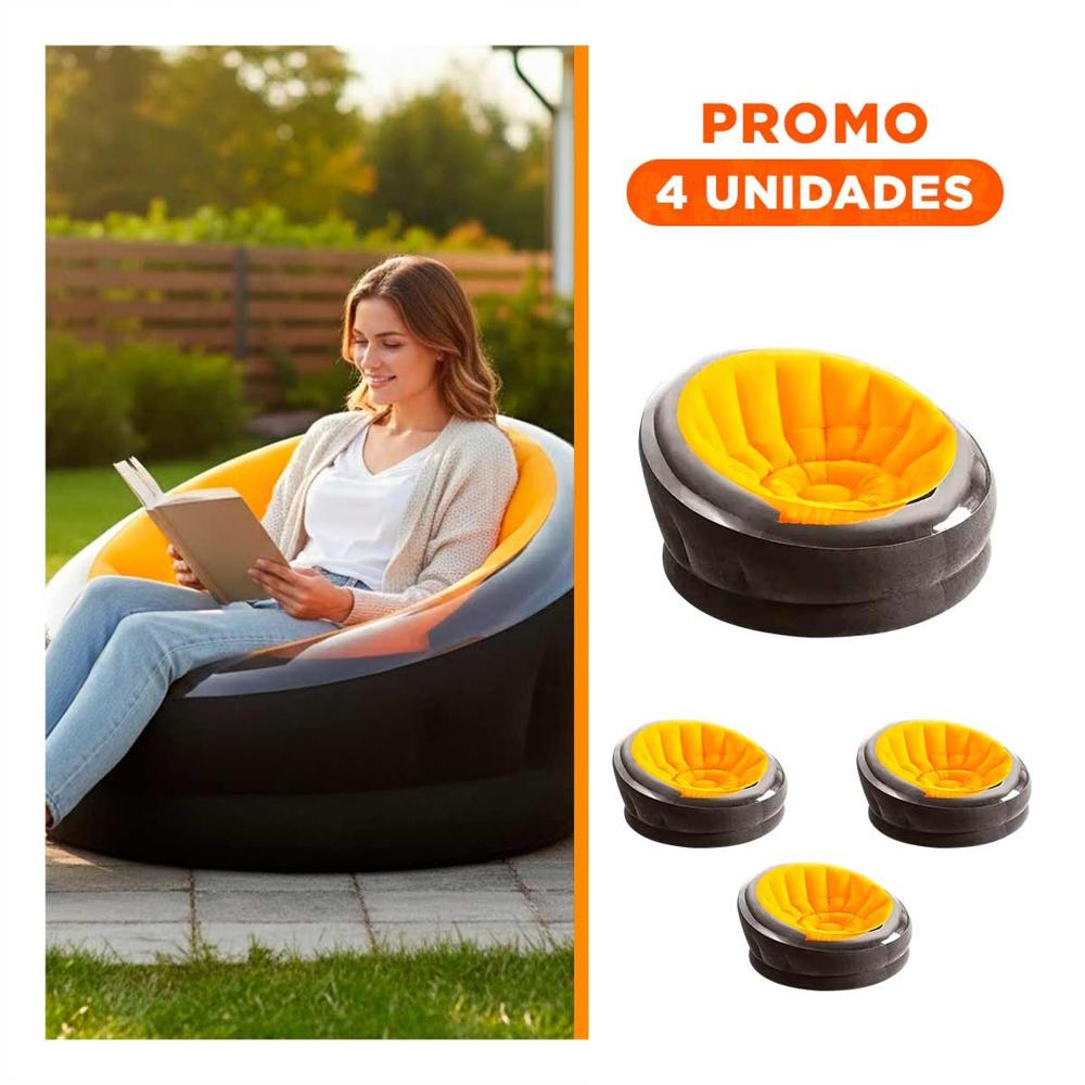 Pack4 Sofa Inflable para Sala con Facil Uso y Transporte Y+Regalo Sticker