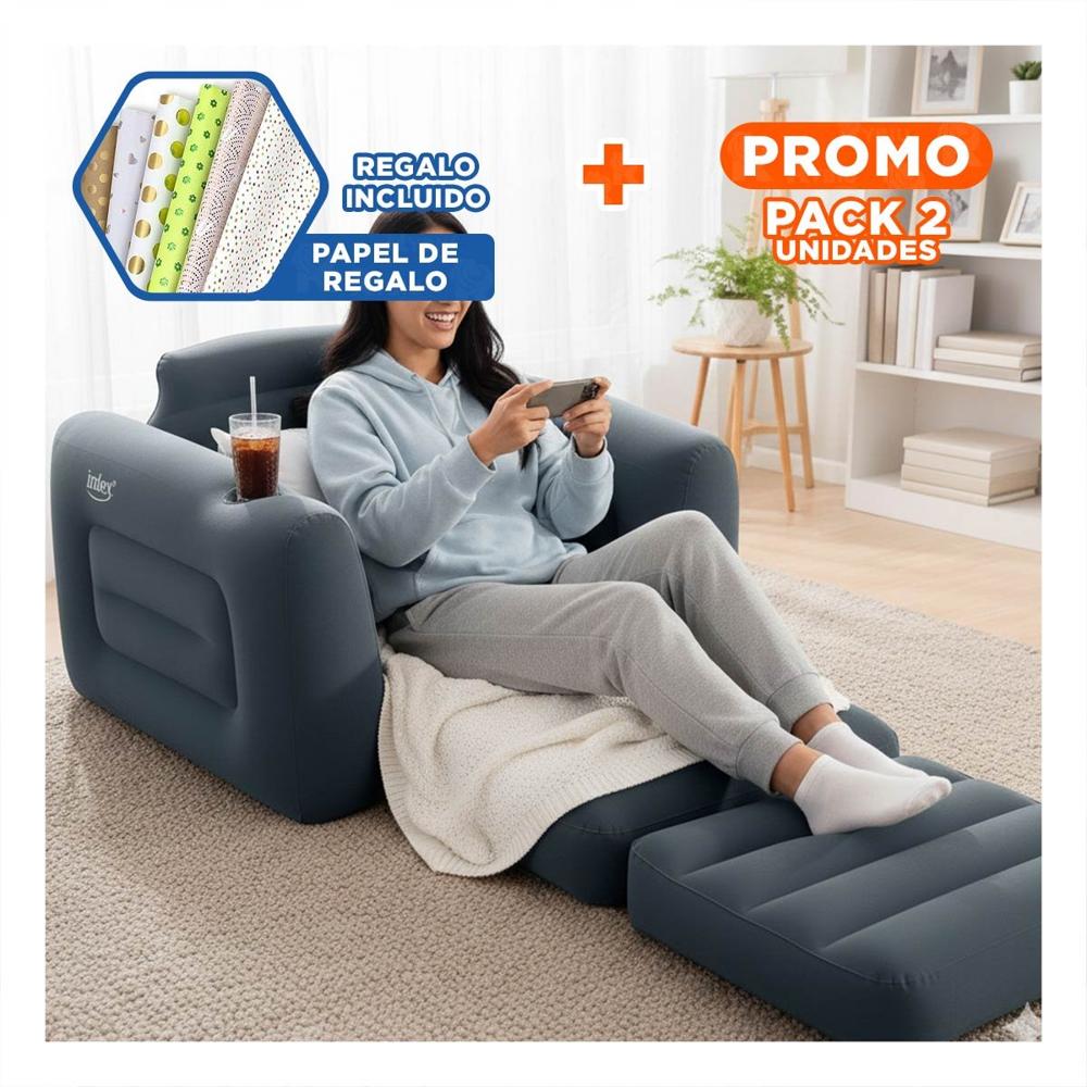 Pack2 Mueble Convertible Inflable para Descanso y Uso Diario Y+Papel Regalo