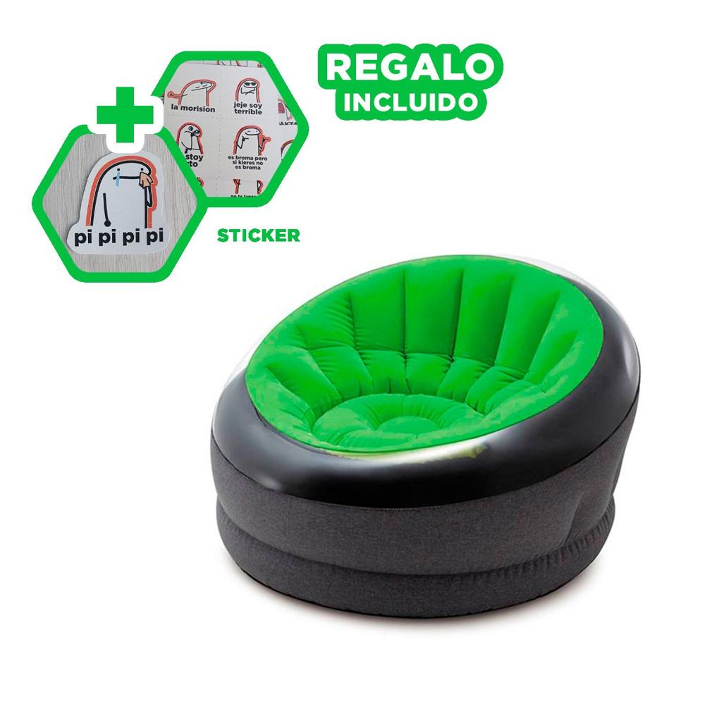 Sillon Inflable Verde para Casa y Momentos de Relajo Y+Regalo Sticker