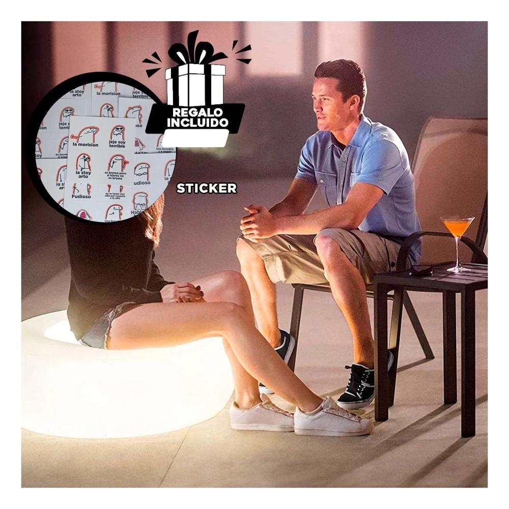 Asiento Con Luz Led Incorporada Inflable para Espacios Modernos Y+Regalo Sticker
