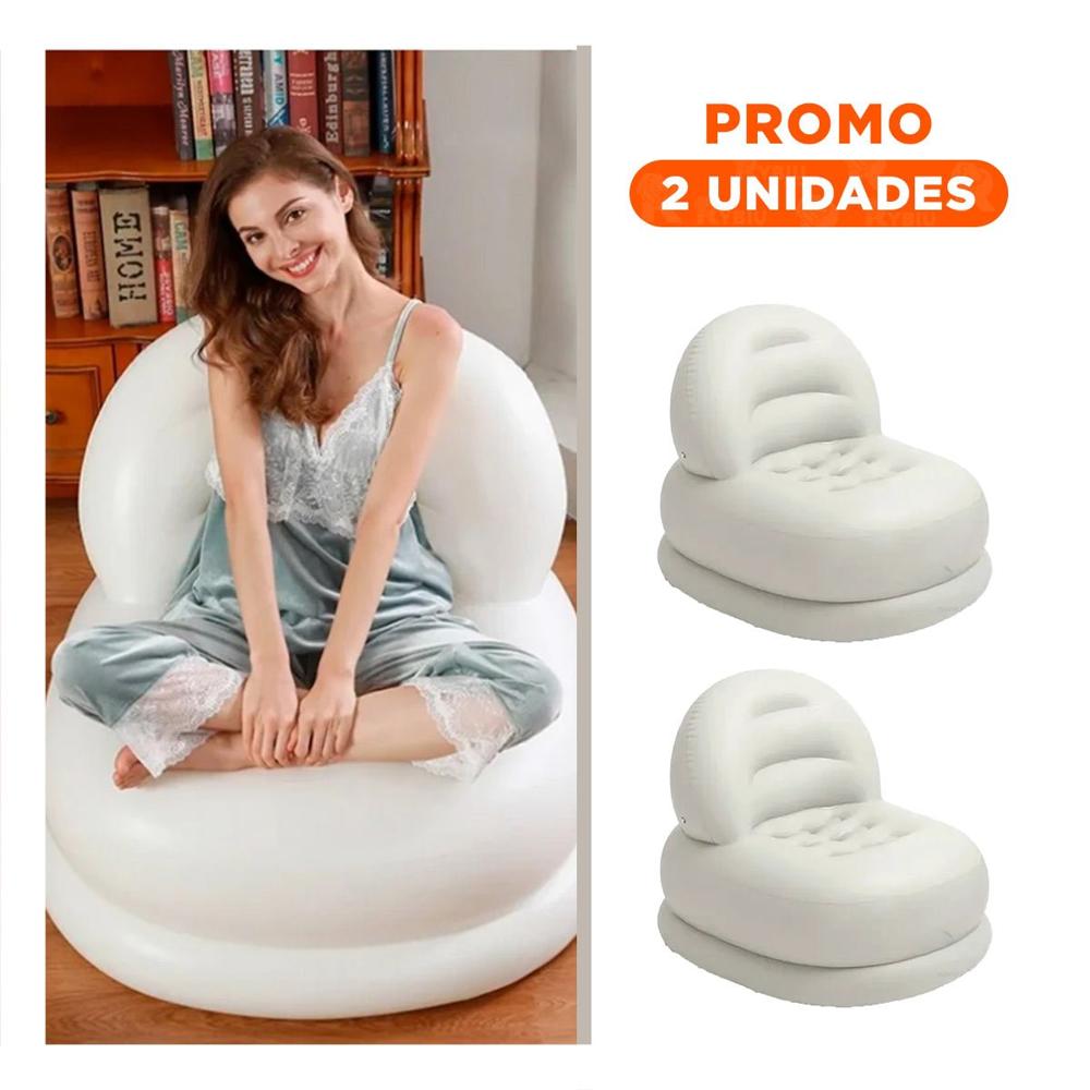 Pack2 Sofa Inflable Blanco para Casa Espacioso y Comodo para Descanso
