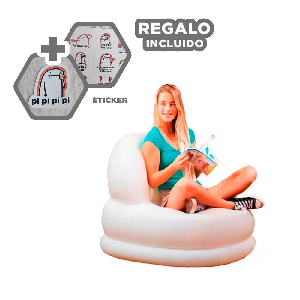 Asiento Inflable Blanco para Casa Comodo y Funcional en Interiores Y+Regalo Sticker