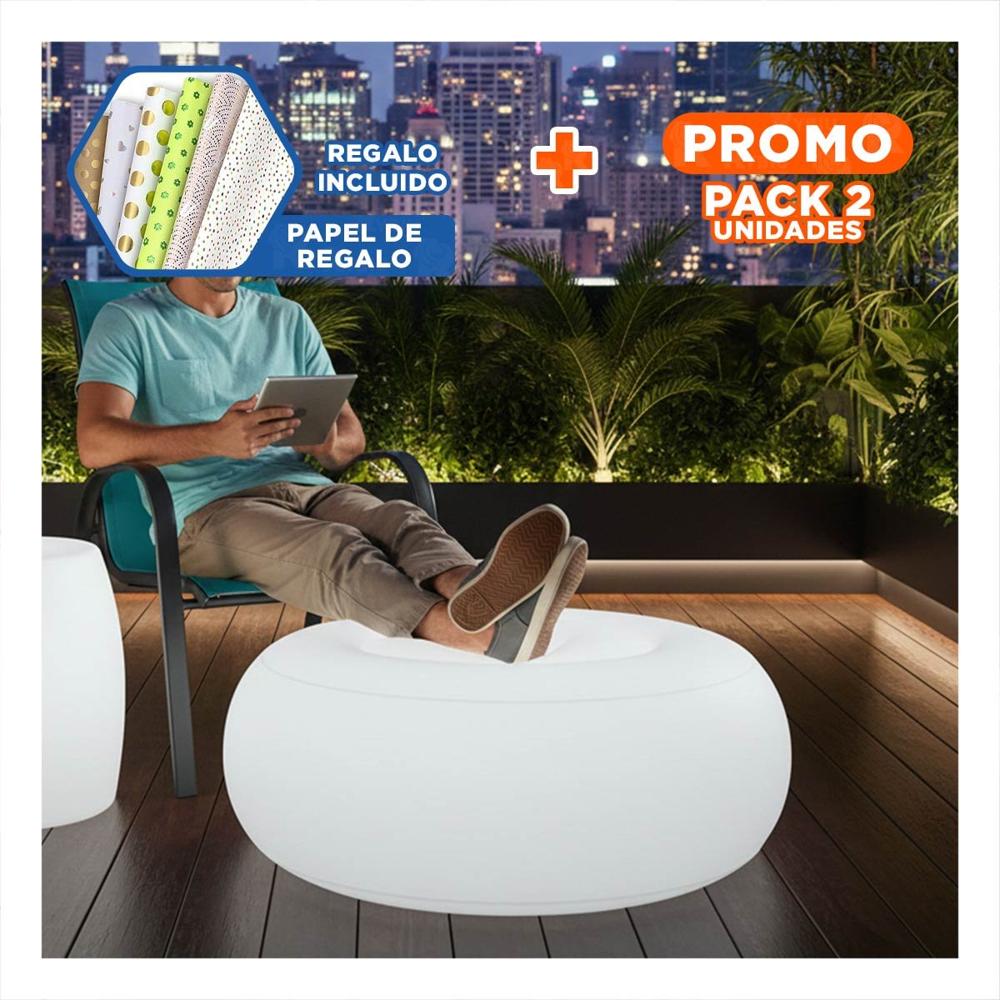 Pack2 Sillon Luminoso Inflable Con Luz Led para Espacios de Relajo Y+Papel Regalo