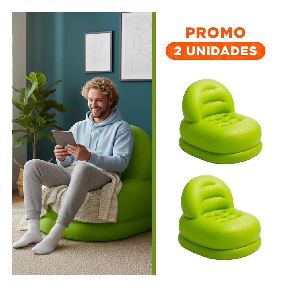 Pack2 Sofa Inflable Blanco para Sala Comodo y Facil de Usar en Casa